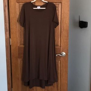 Lularoe 🦄 Solid Brown No Pocket Carly Dress NWOT